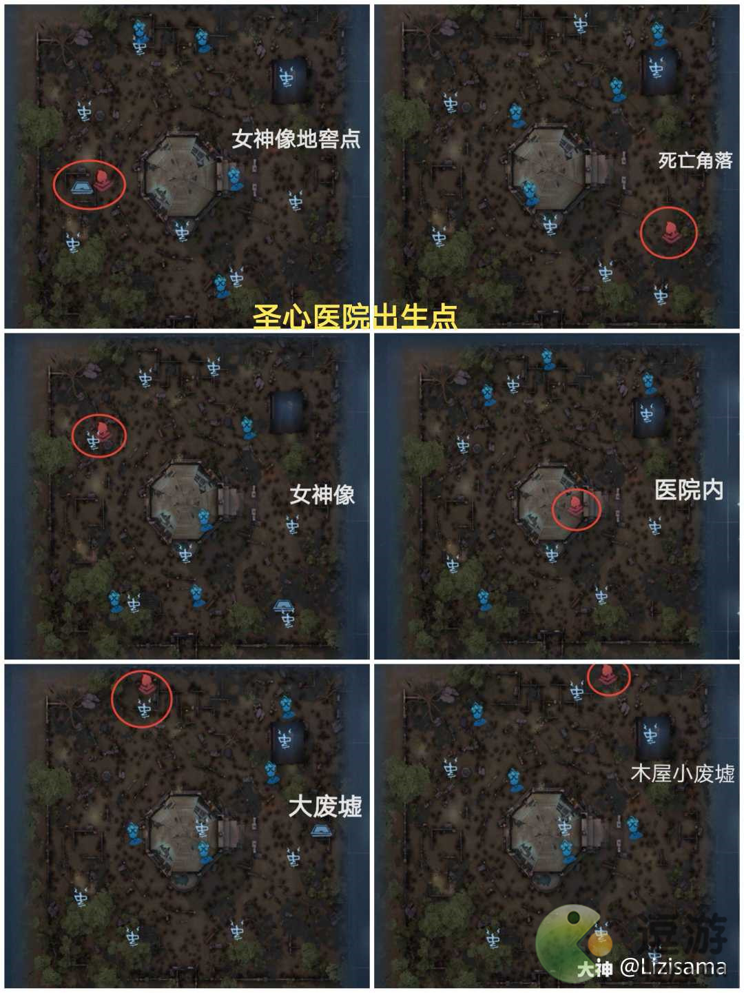 第五人格圣心医院排位简易出生点一览